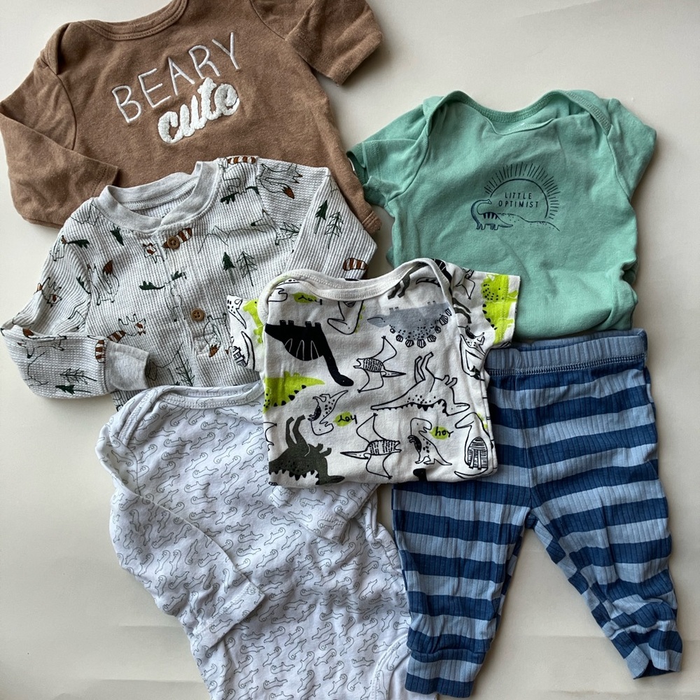 6 Piece 6 Month Baby Clothes Bundle Boy Leaning